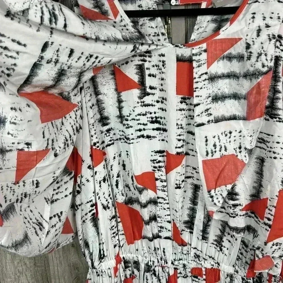 eShakti Dress 2X Midi Sleeveless White Red Flowy 22W - Picture 3 of 10